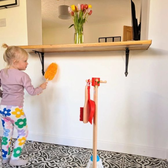 Melissa & Doug Brand New 6pc Set Wooden Broom, Duster & Mop Toy Set for Kids - Picture 12 of 13